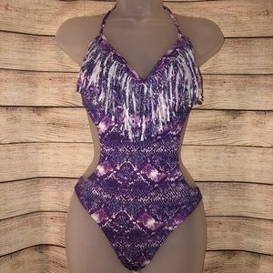 LIPS snakeskin design one piece